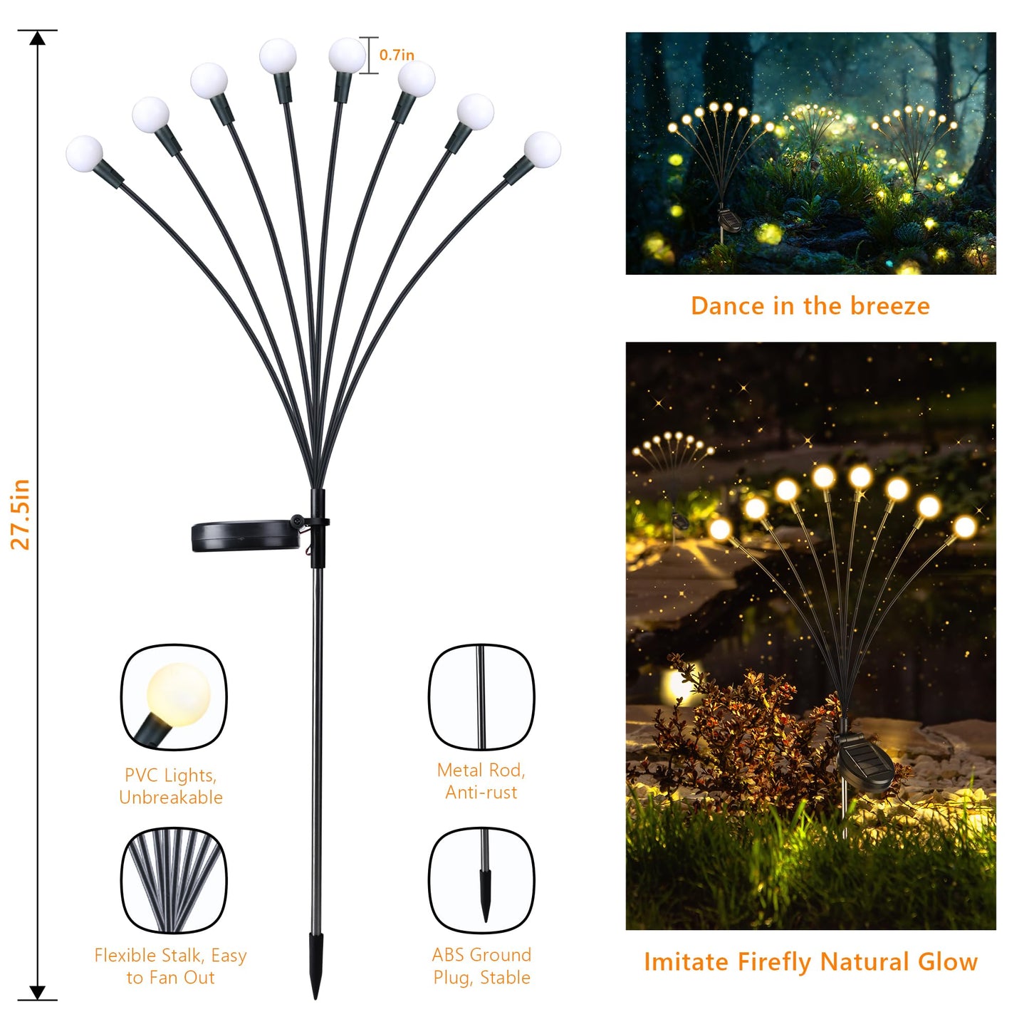 iBaycon 4 Pack Solar Firefly Lights Garden Pathway Outdoor Decor Warm White 🍁 All In One Marketplace Canada