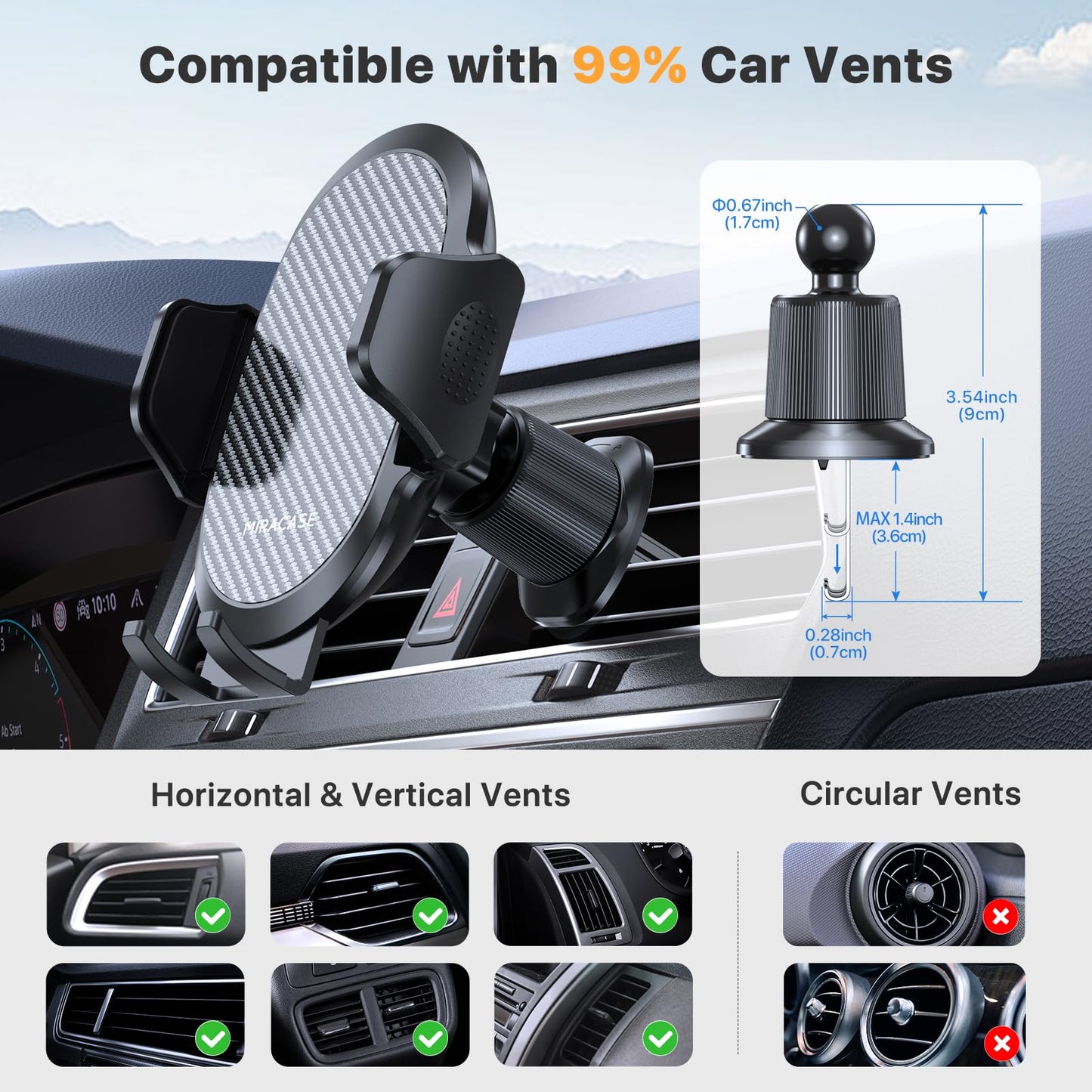 Miracase Phone Holder Car Mount:Universal Air Vent Cellphone Stand Brakect with Metal Hook Clip,360 Rotating Carmount Accessories for iPhone 17/16/15/14/13/12 Pro Max,Galaxy,Camera,Black 🍁 All In One Marketplace Canada