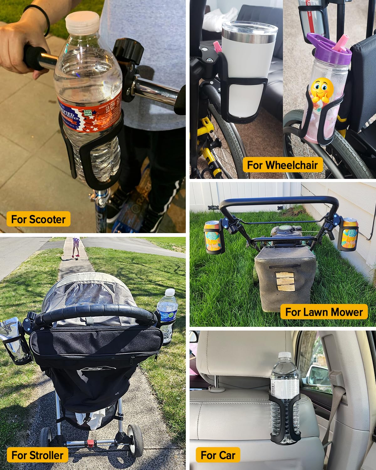 Pack of 2 Stroller Drink Holders, Universal Cup Holder for Bikes, Trolleys or Walkers 🍁 All In One Marketplace Canada