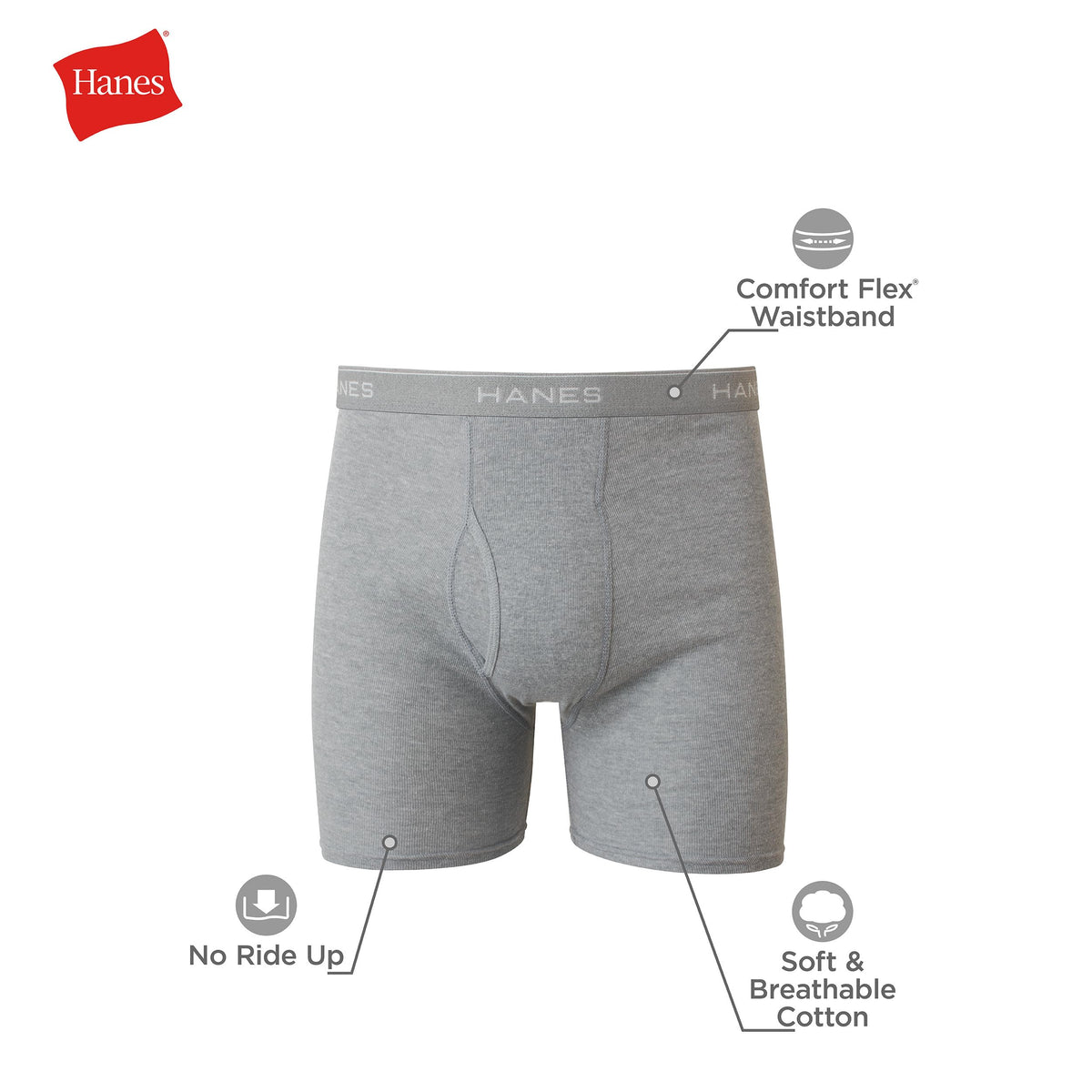 Hanes Boxer Briefs, Cool Dri Moisture-Wicking Underwear, Cotton No-Ride-up for Men, Multi-Packs Available, 6 Pack - Black/Gray, Large 🍁 All In One Marketplace Canada