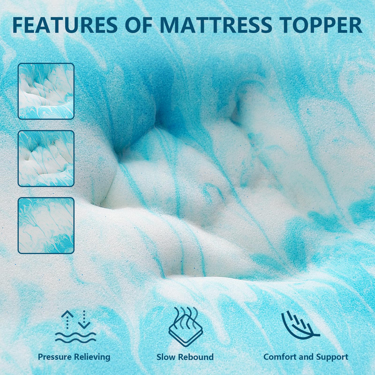SakuraHome 2 Inch Memory Foam Mattress Topper, Soft Gel Infused Mattress Pad, Bed Topper, CertiPUR-US Certified, Queen Size 🍁 All In One Marketplace Canada