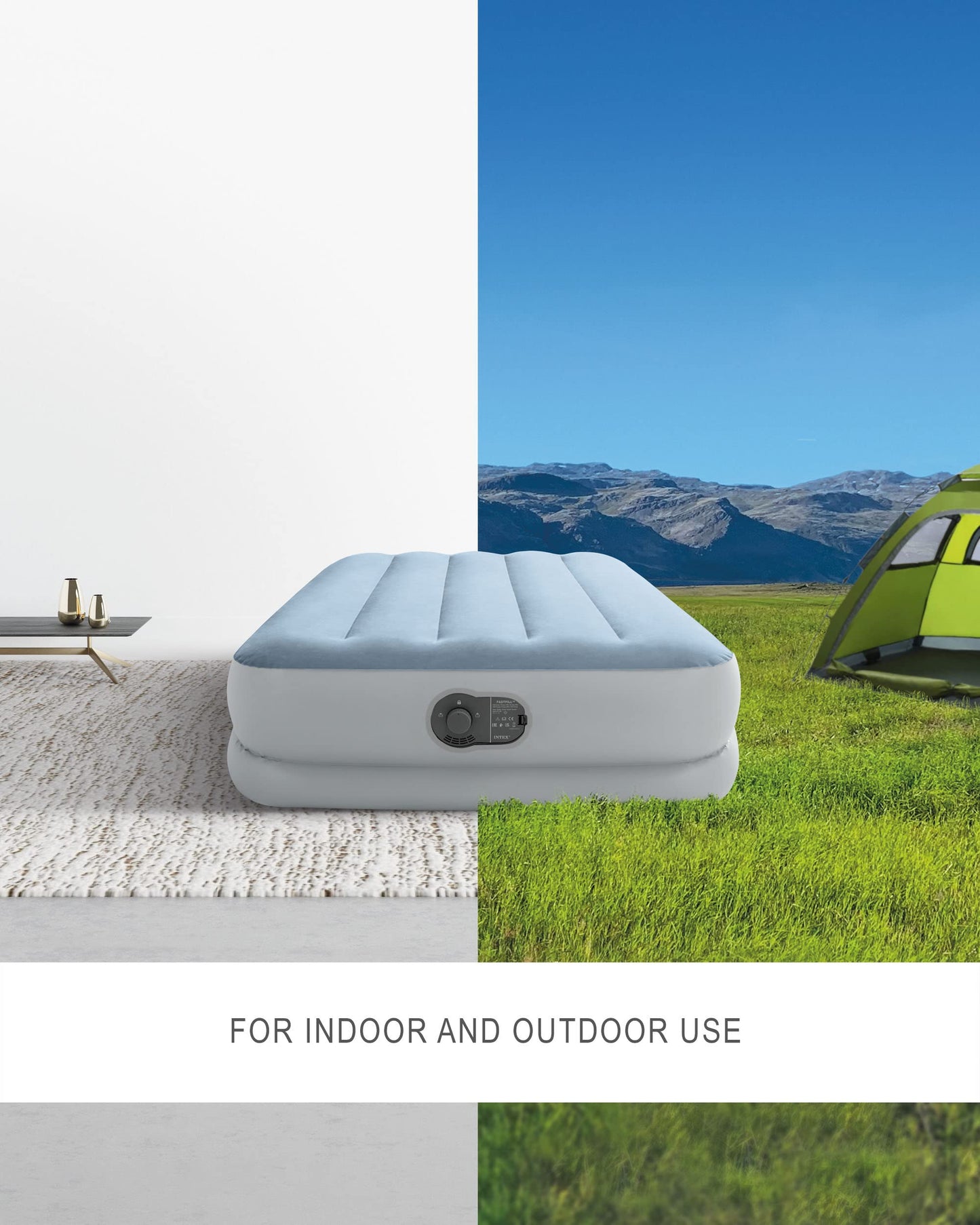 INTEX 64157E Dura-Beam Plus Mid-Rise Air Mattress: Fiber-Tech – Twin Size – Built-in USB Electric Pump – 14in Bed Height – 300lb Weight Capacity 🍁 All In One Marketplace Canada