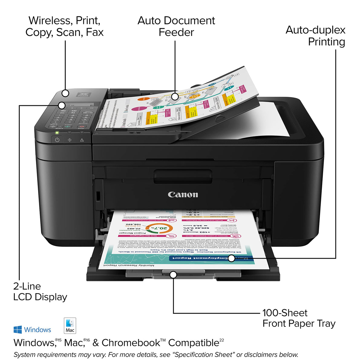 Canon PIXMA TR4720 - All-in-One Wireless Printer for Home Use, Print, Copy, Scan, and Built-in Fax, with Auto Document Feeder, Mobile Printing, Black 🍁 All In One Marketplace Canada