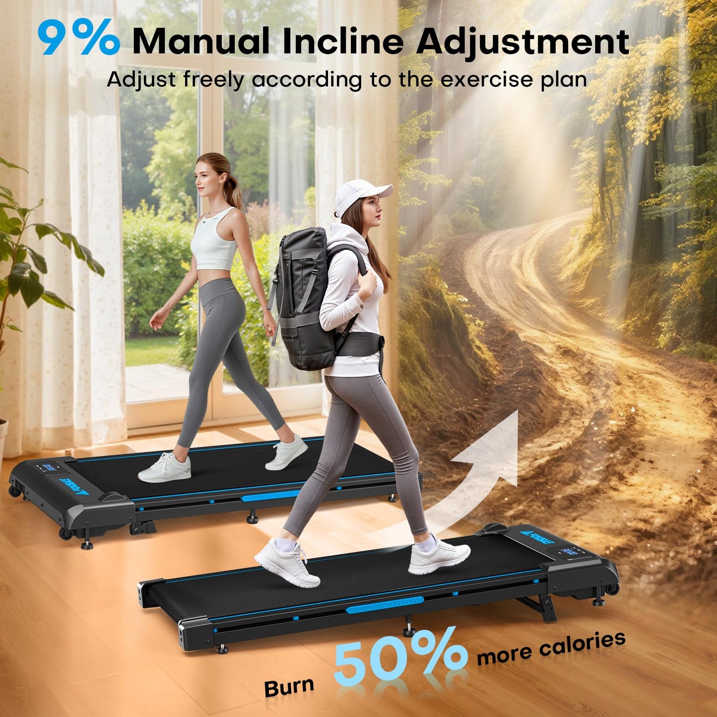 Walking Pad with 9% Incline, FOUSAE 3 in 1 6.2 MPH Treadmill for Home with Double Frame 330 LB Weight Capacity, 2.5 HP Under Desk Walking Pad Treadmill with 12 HIIT Programs, Magnetic Remote Control 🍁 All In One Marketplace Canada