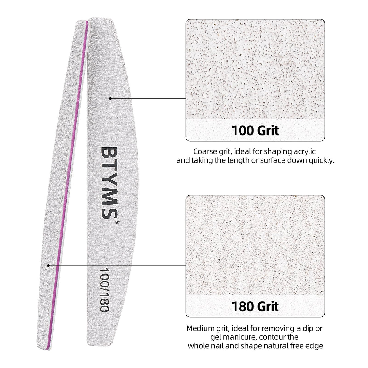 BTYMS 25 Pcs Nail Files 100/180 Grit Double Sided Emery Boards Coarse and Medium Nail File for Acrylic Nails and Natural Nails 🍁 All In One Marketplace Canada