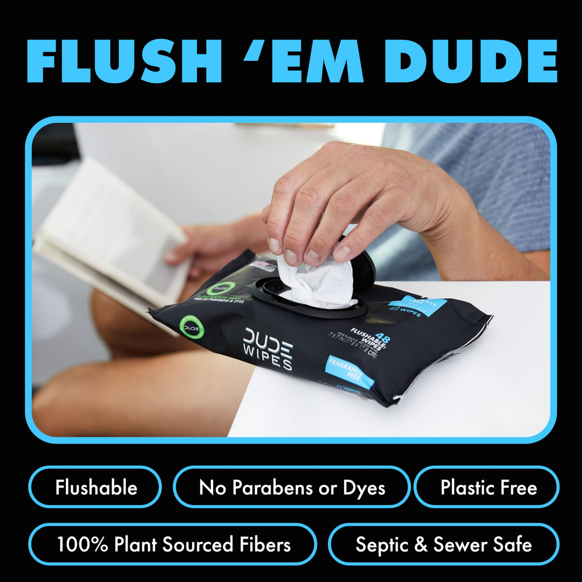 DUDE Wipes Flushable Wet Wipes Dispenser (3 Packs 48 Wipes), Unscented Wet Wipes with Vitamin-E & Aloe for at-Home Use, Septic and Sewer Safe 🍁 All In One Marketplace Canada