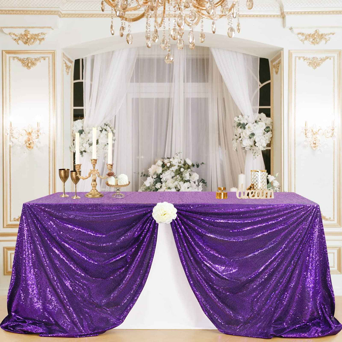 Glitter Table Cloths for Parties Sequin Tablecloths Sparkle Tablecloth for Rectangle Tables 90x132 inch Bridal Shower Tablecloth Glamorous Halloween Wedding Decoration