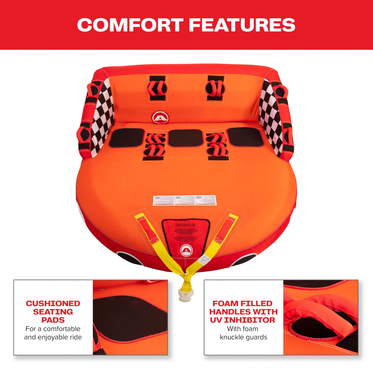Airhead Super Mable, 1-3 Rider - Inflatable Towable Tube for Boating and Water Sports, Heavy Duty Full Nylon Cover & Zipper with EVA Foam Padding, Easy Inflating & Deflating 🍁 All In One Marketplace Canada