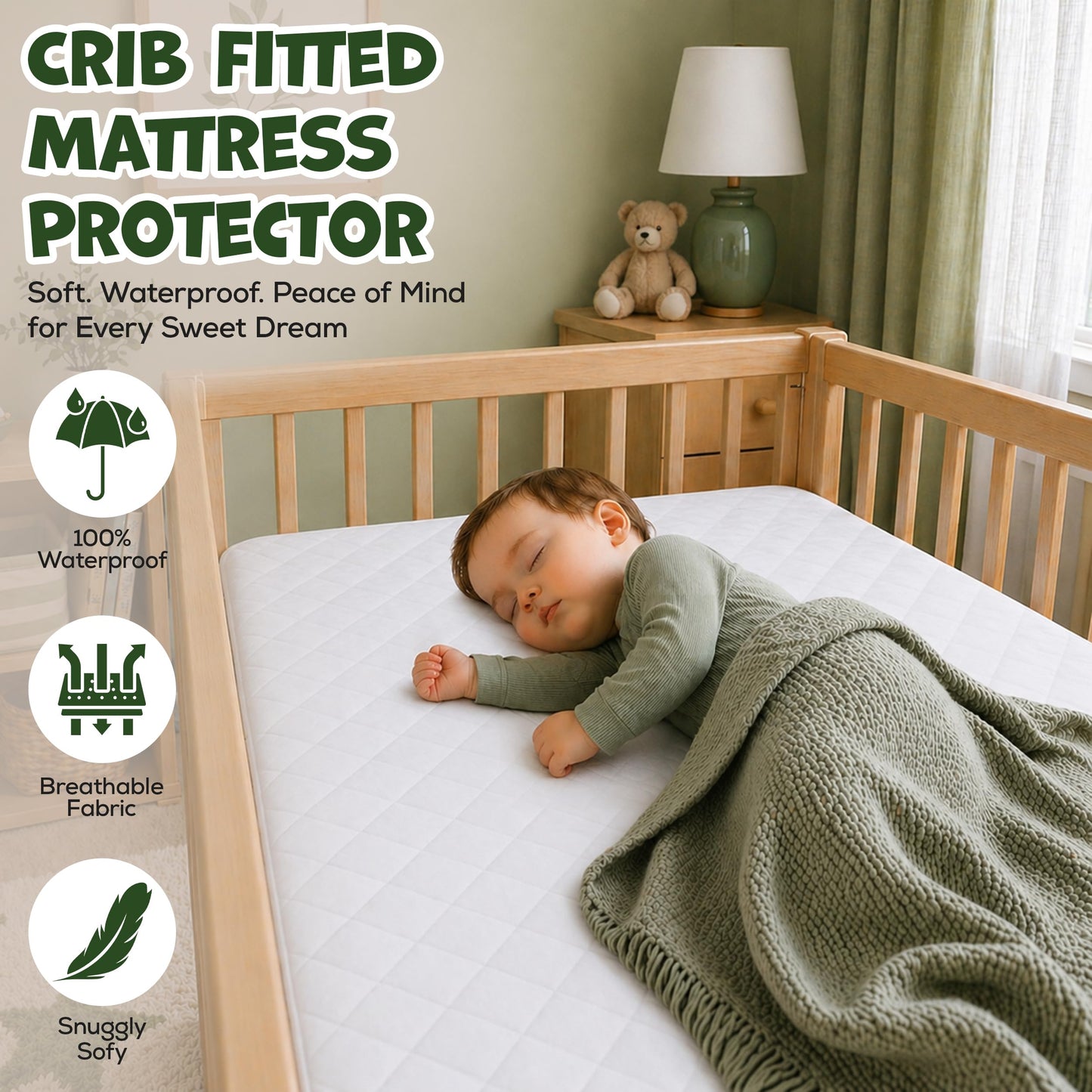 Utopia Bedding Waterproof Crib Fitted Mattress Protector (Pack of 2) - Toddler and Baby Crib Mattress Pad Cover - Soft and Breathable with 7 Inches Deep Skirt (White, 28" x 52") 🍁 All In One Marketplace Canada