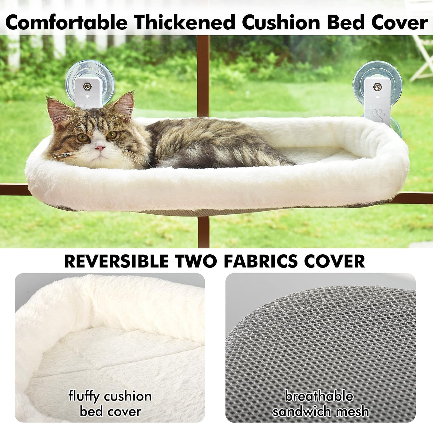 AMOSIJOY Cordless Cat Window Perch, Cat Hammock for Window with 4 Strong Suction Cups, Solid Metal Frame and Soft Cover, Foldable Cat Beds for Indoor Cats… 🍁 All In One Marketplace Canada
