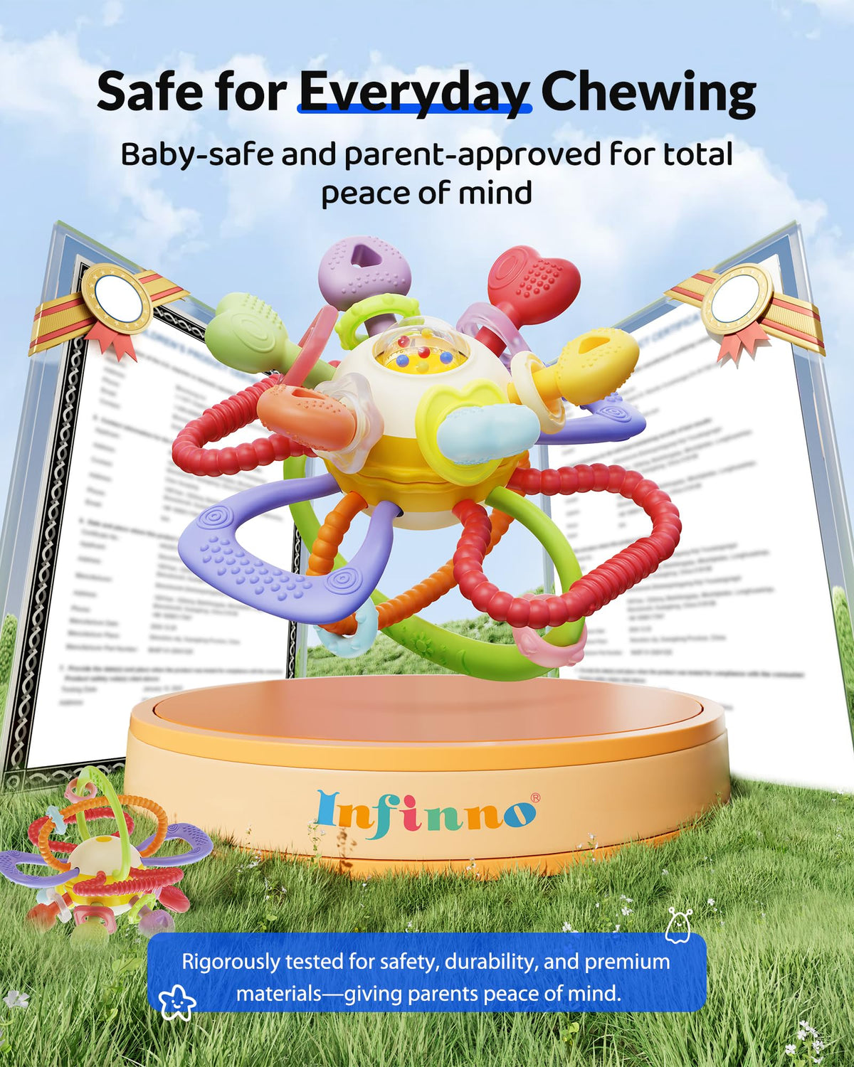Infinno Baby Teething Toy for 3-12 Months with Pull Ring Spinner 🍁 All In One Marketplace Canada
