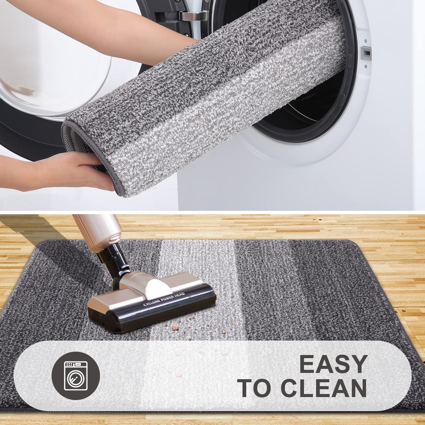 Grandaily Indoor Doormat, 20" x 32" Non-Slip Mud Trapper Absorbent Front Door Mats, Washable Striped Inside Entryway Mat, Low-Profile Welcome Mat Entrance Mat, Grey 🍁 All In One Marketplace Canada