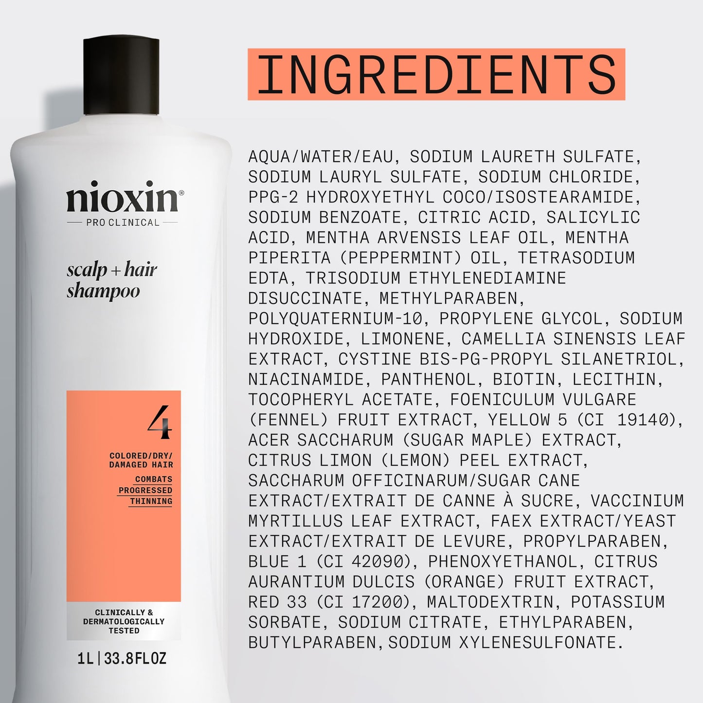 Nioxin System 4 Scalp + Hair Shampoo - Hair Thickening Shampoo For Damaged Hair with Progressed Thinning, 33.8 fl oz (Packaging May Vary) 🍁 All In One Marketplace Canada