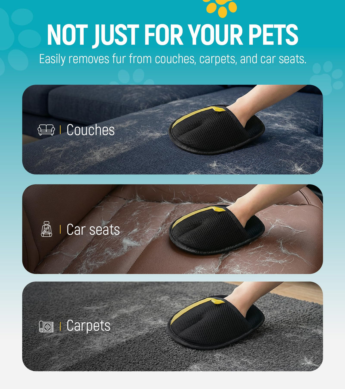 Bispoy Pet Hair Removal Glove for Dogs & Cats - Upgraded Reusable Electrostatic Pet Hair Glove, Pet Hair Remover Tool for Laundry, Couch, Carpet & Car Seat, Gentle Grooming Mitt 🍁 All In One Marketplace Canada