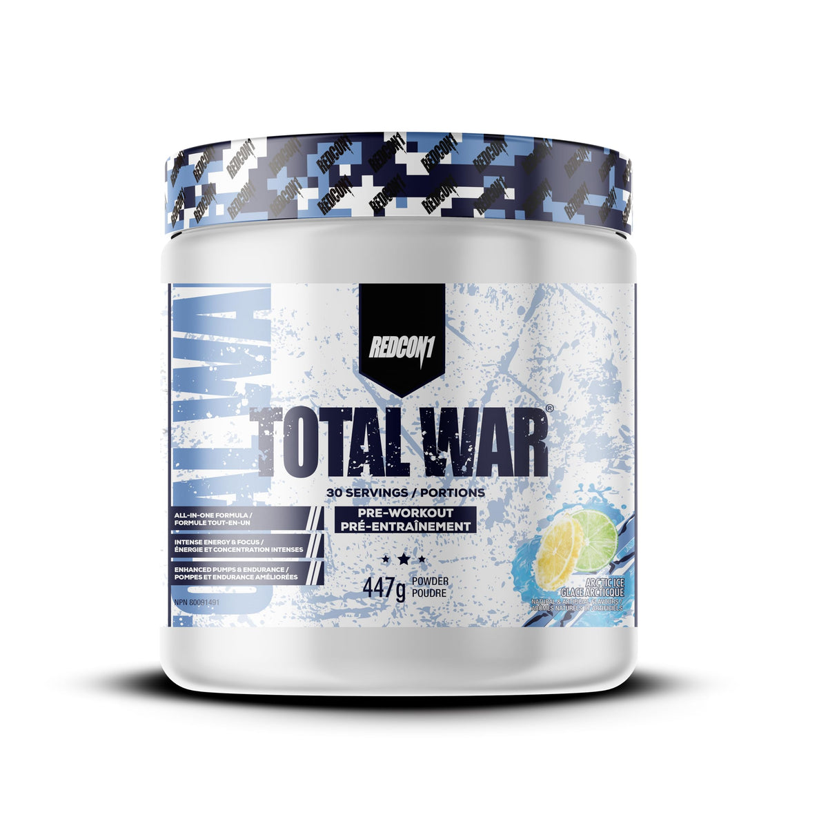 REDCON1 Total War Pre Workout Powder, Arctic Ice - Beta Alanine + Citrulline Malate Vegan & Keto Friendly Preworkout for Men & Women with 250mg of Caffeine - Fast Acting HMB (30 Servings) 🍁 All In One Marketplace Canada