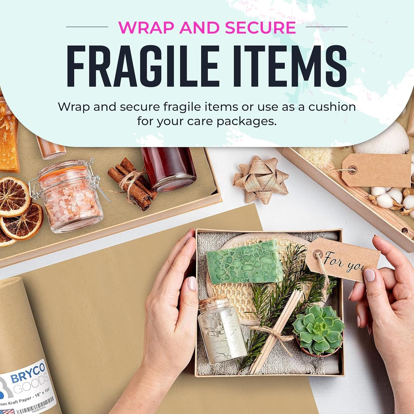 Bryco Goods 18" x 1200"(100’) Brown Wrapping Paper - Kraft Paper Roll for Packing, Arts & Crafts, Gift Wrapping, Bulletin Board, Banner, Bouquet Flower, Table Covering, Shipping & Moving Supplies 🍁 All In One Marketplace Canada