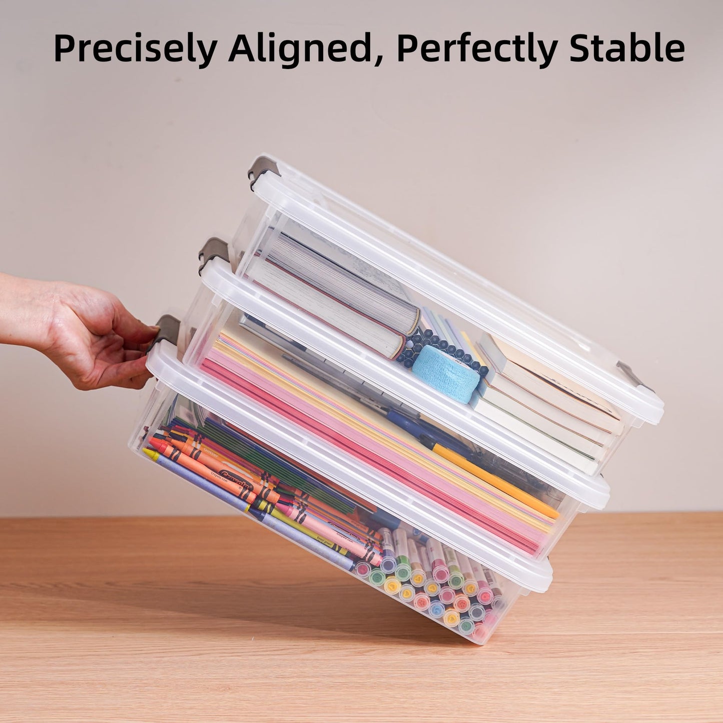 Citylife 3 PCS Plastic Storage Bins with Latching Lids Clear File Box Portable Storage Containers for Organizing A4 Paper, Document, Scrapbook, 14.65" x 10.43" x 2.87" 🍁 All In One Marketplace Canada