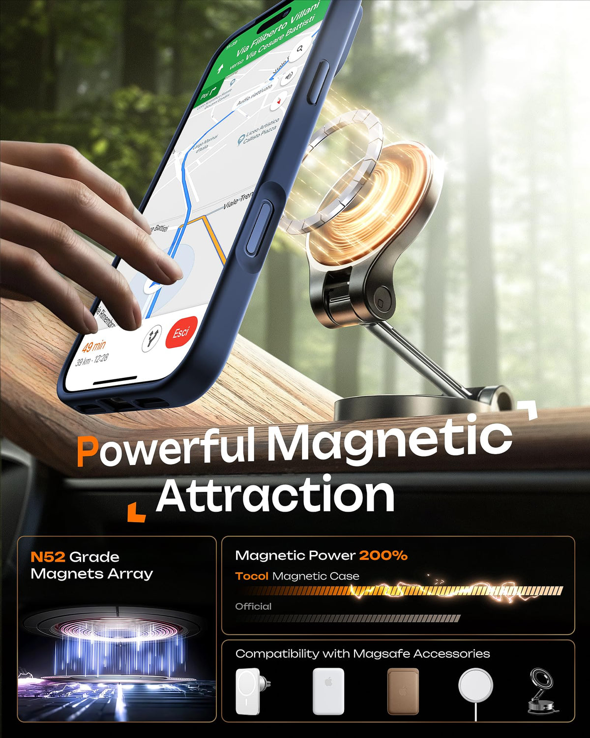 TOCOL Case for Phone 17 Pro, Full Camera Protection, Built-in Magnets, Compatible with Magsafe, Drop Protection, Translucent Matte Phone Case for Phone 17 Pro 6.3 inch (Dark Blue) 🍁 All In One Marketplace Canada
