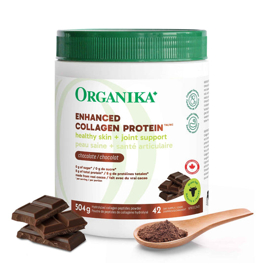 Organika Chocolate Enhanced Collagen Powder (Type 1 & 3) – 10g Per Serving for Hair, Skin, Nails & Joints – Canadian-Made, Grass-Fed, Non-GMO, 504g 🍁 All In One Marketplace Canada