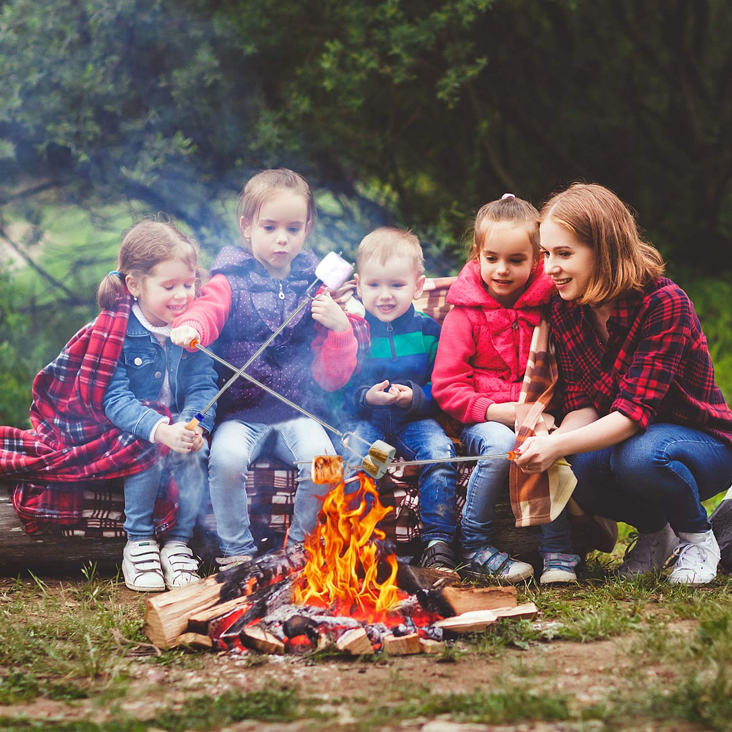 Marshmallow Roasting Sticks, Telescoping Smores Sticks for Open Fire Pit, 32 Inch Long Marshmallow Toasting Barbecue Forks Smores Skewers for Campfire Camping Hotdog Hot Dog Bonfire Grill, 5 Pack 🍁 All In One Marketplace Canada