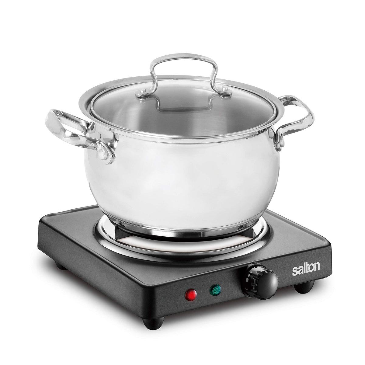 Salton Single Coil Portable Electric Cooktop | 1000 Watts | Lightweight & Compact | Variable Temperature Control | Perfect for Dorms, Offices, Camping | Black | 100% Canadian-owned & operated 🍁 All In One Marketplace Canada