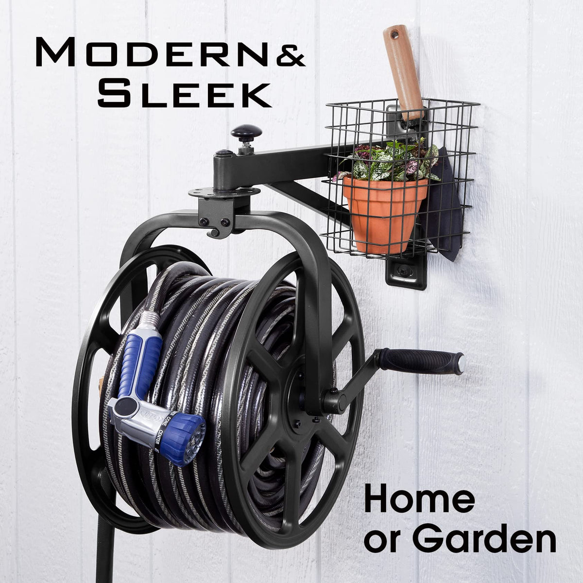 Liberty Garden 712-B Single Arm Navigator Multi-Directional Garden Hose Reel, Holds 125-Feet of, 5/8-Inch, Black, Height: 22.00", Width: 20.25", Depth: 18.6", Weight: 12.50 lbs 🍁 All In One Marketplace Canada