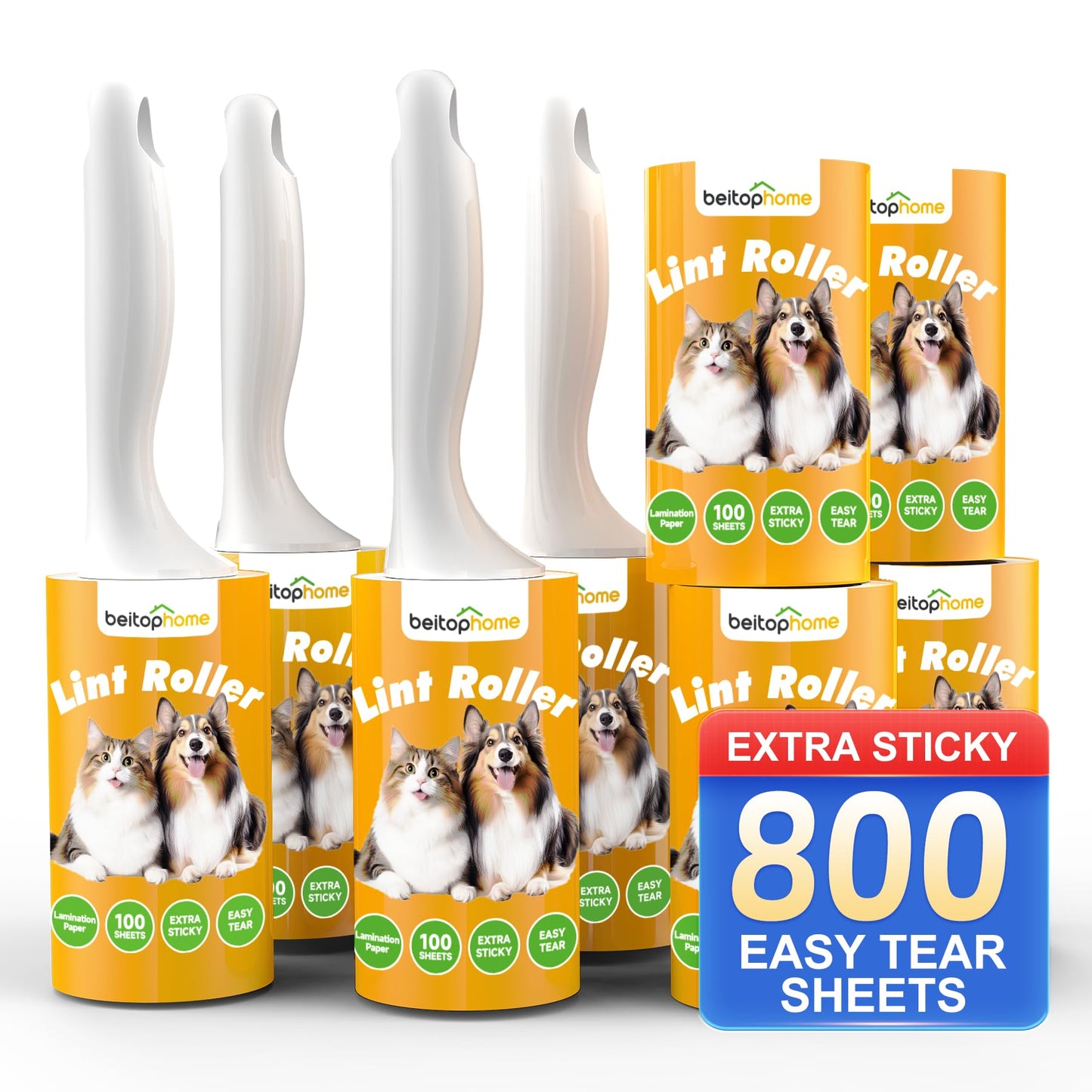 Lint Roller for Pet Hair Extra Sticky, 800 Sheets with 4 Durable Handles and Strong Paper Refills, Pet Hair Roller for Dogs and Cats, Lint Remover for Clothes, Carpet, and Furniture 🍁 All In One Marketplace Canada