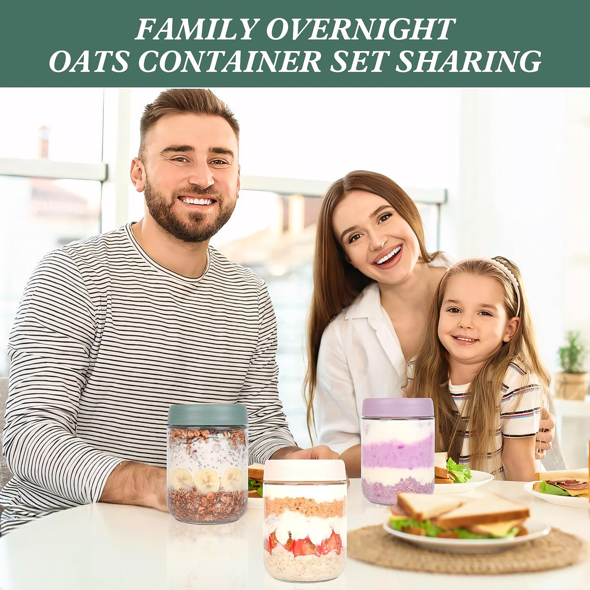 Xileanalee Overnight Oats Containers with Lids 6 Pack-16 Oz Mason Jar with Lids-Overnight Oats Jars Glass Food Storage Containers for Chia Seed Pudding Salad Cereal Coffee Spices 🍁 All In One Marketplace Canada