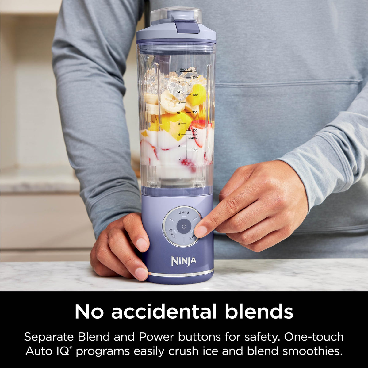 Ninja Blender, Blast Max, Cordless, Personal Blender for Smoothies, Frozen Drinks, Ice Crush, 22 oz. Removable Vessel, Leakproof Lid, BPA-Free, Dishwasher Safe, Auto-iQ Technology, Lavender, BC251CLD 🍁 All In One Marketplace Canada