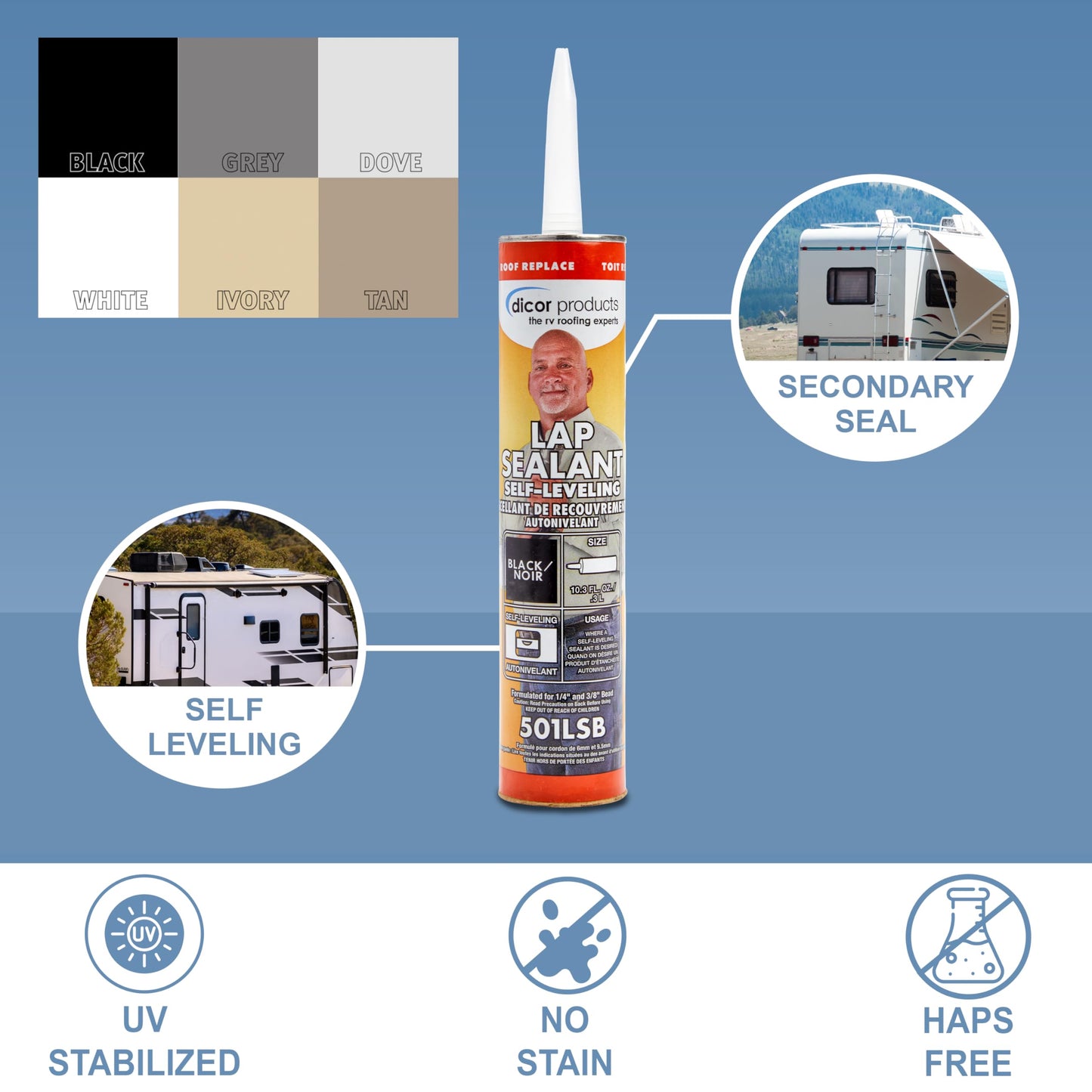 Dicor Corporation Dicor 501LSB-1 Epdm Lap Seal 11 Oz. Tube Black 🍁 All In One Marketplace Canada