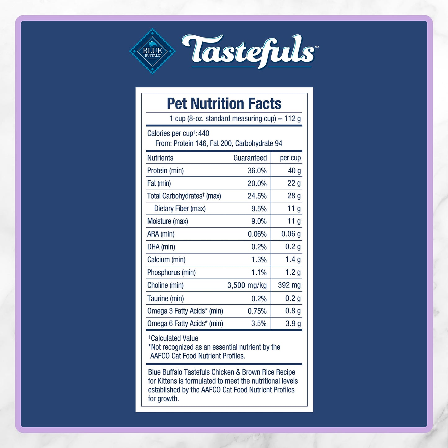 Blue Buffalo Tastefuls Chicken & Brown Rice Recipe Dry Cat Food for Kittens 2–12 Months, Real Chicken First, Deliciously Healthy Natural Kitten Food with DHA, Taurine, and Natural Ingredients, 3.1kg 🍁 All In One Marketplace Canada