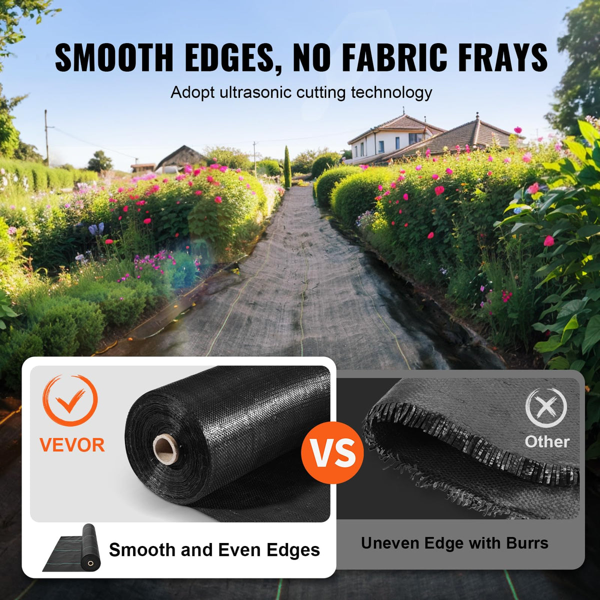 VEVOR Weed Barrier Landscape Fabric, 6*100FT Heavy Duty Garden Weed Fabric, Woven PP Weed Control Fabric, Driveway Fabric, Geotextile Fabric for Landscaping, Ground Cover, Weed Blocker Weed Mat, Black 🍁 All In One Marketplace Canada