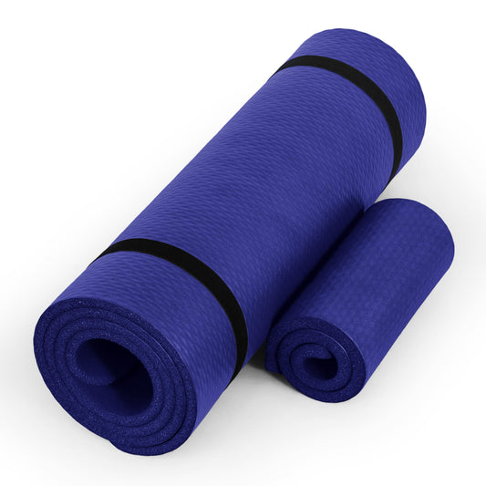 CAP Barbell High Density Exercise Yoga Mat with strap and Knee Pad 71"x24"x1/2" BLUE 🍁 All In One Marketplace Canada