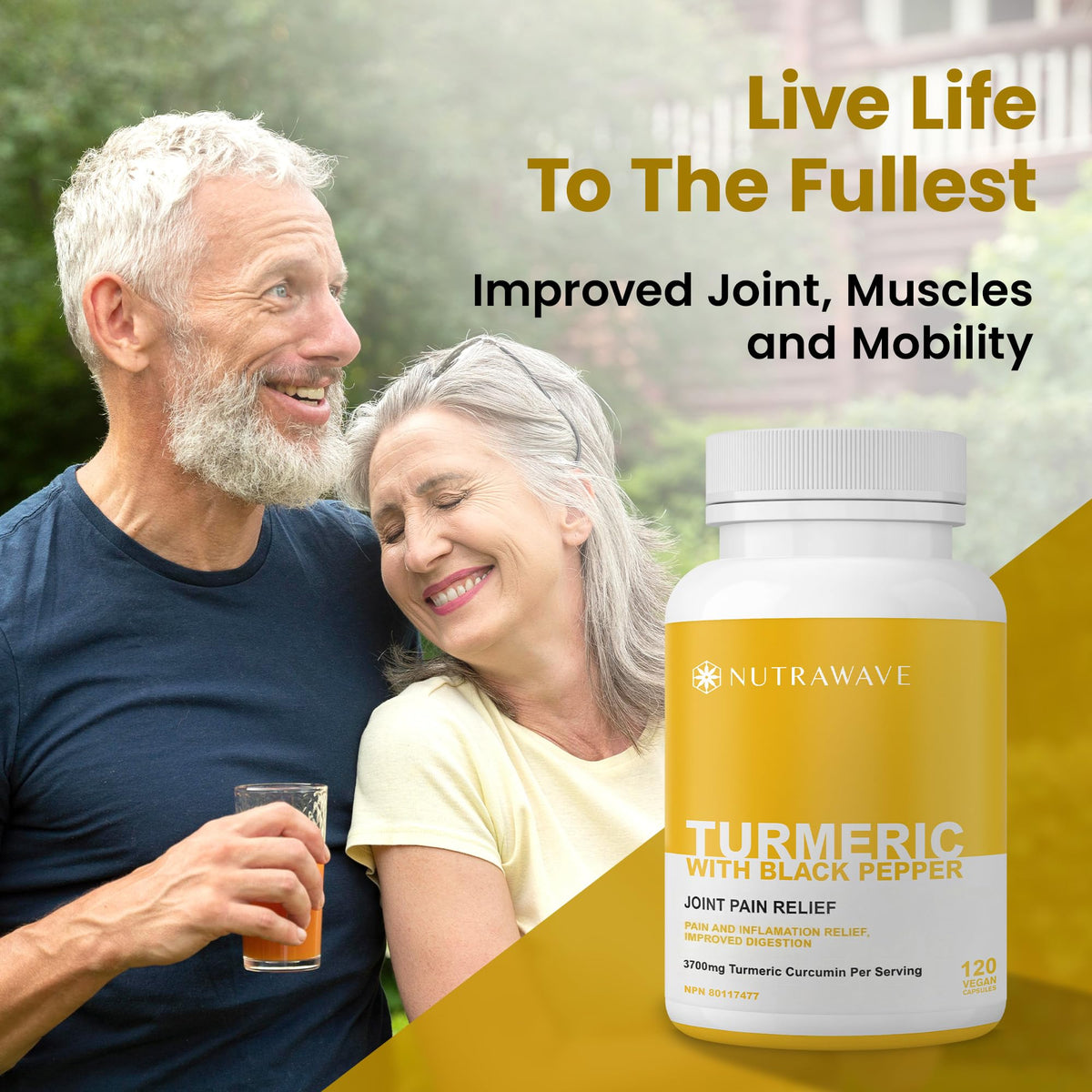 Nutrawave HIGH POTENCY TURMERIC CURCUMIN + BLACK PEPPER EXTRACT – Powerful 3700mg per Serving (2 capsules), Source of Anti-Inflammatory and Antioxidants. Joint Pain Relief, Improved Liver Function. Non-GMO, Vegan, Gluten Free. Zero Additives, Easy to Swal