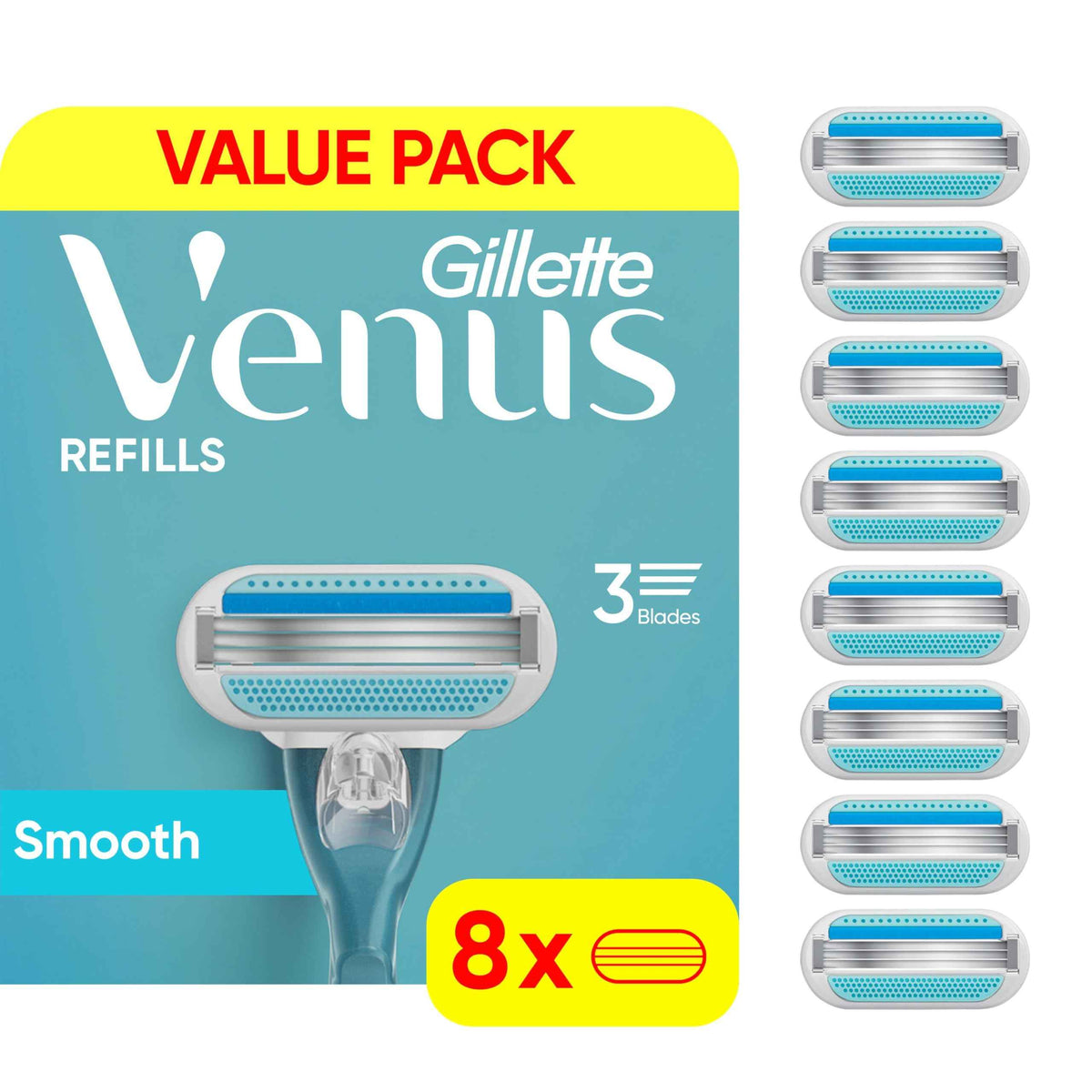 Venus Smooth Women’s Razor Blades, 3-Bladed Razor Refills, 1 Pack (Count of 8) 🍁 All In One Marketplace Canada