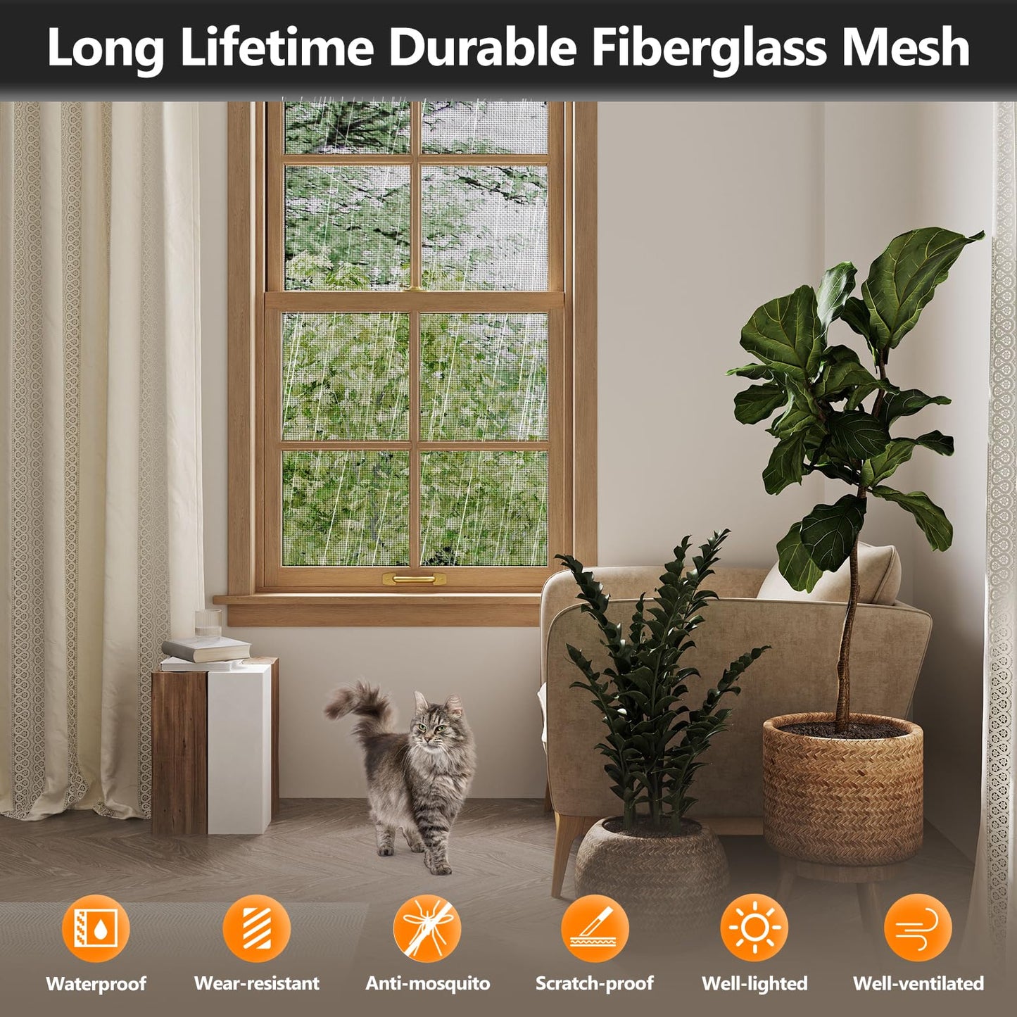 Secopad Window Screens Replacement Repair Kit, 39" x 78" Screen Door Mesh Replacement Kit, Durable Fiberglass Mesh Screen Roll with Tools for Windows Doors Patio and Porch Screens, Black 🍁 All In One Marketplace Canada