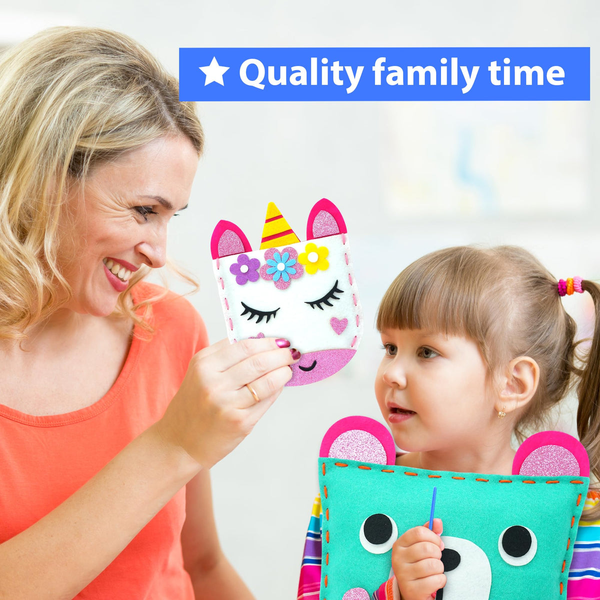 KRAFUN My First Sewing Kit for Kids Age 5+ Beginner Art & Craft, Includes 7 Easy Projects Dolls, Pillows, Bag, Instruction & Plush Felt Materials for Learn to Sew, Embroidery Skills 🍁 All In One Marketplace Canada