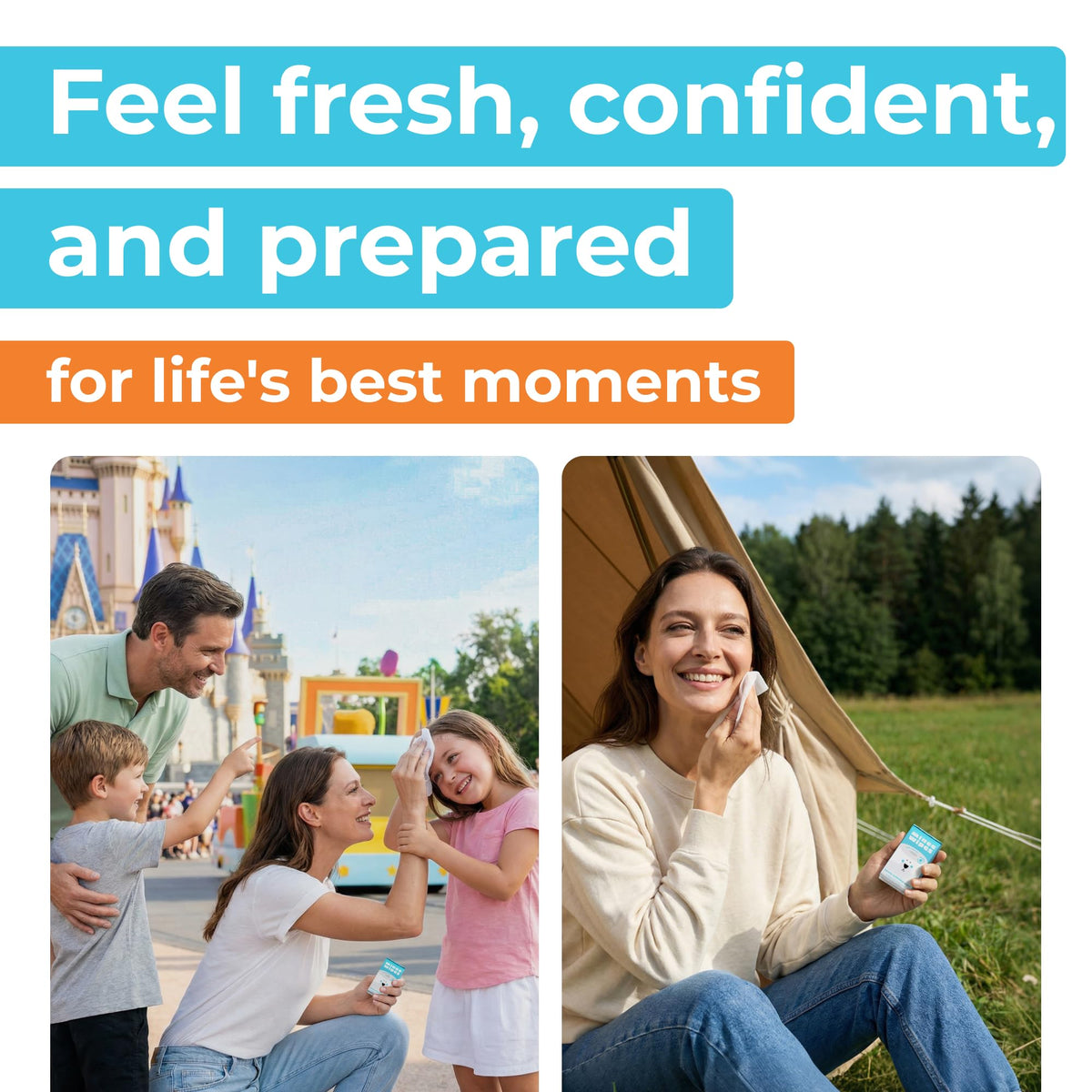 Impossibly Compact Travel Flushable Wipes - 99.5% Water and Aloe - Safe for Sensitive Skin, Hypoallergenic & Unscented - Travel Essentials for Adults, Kids & Baby Care (48 Wipes (8 Packs)) 🍁 All In One Marketplace Canada