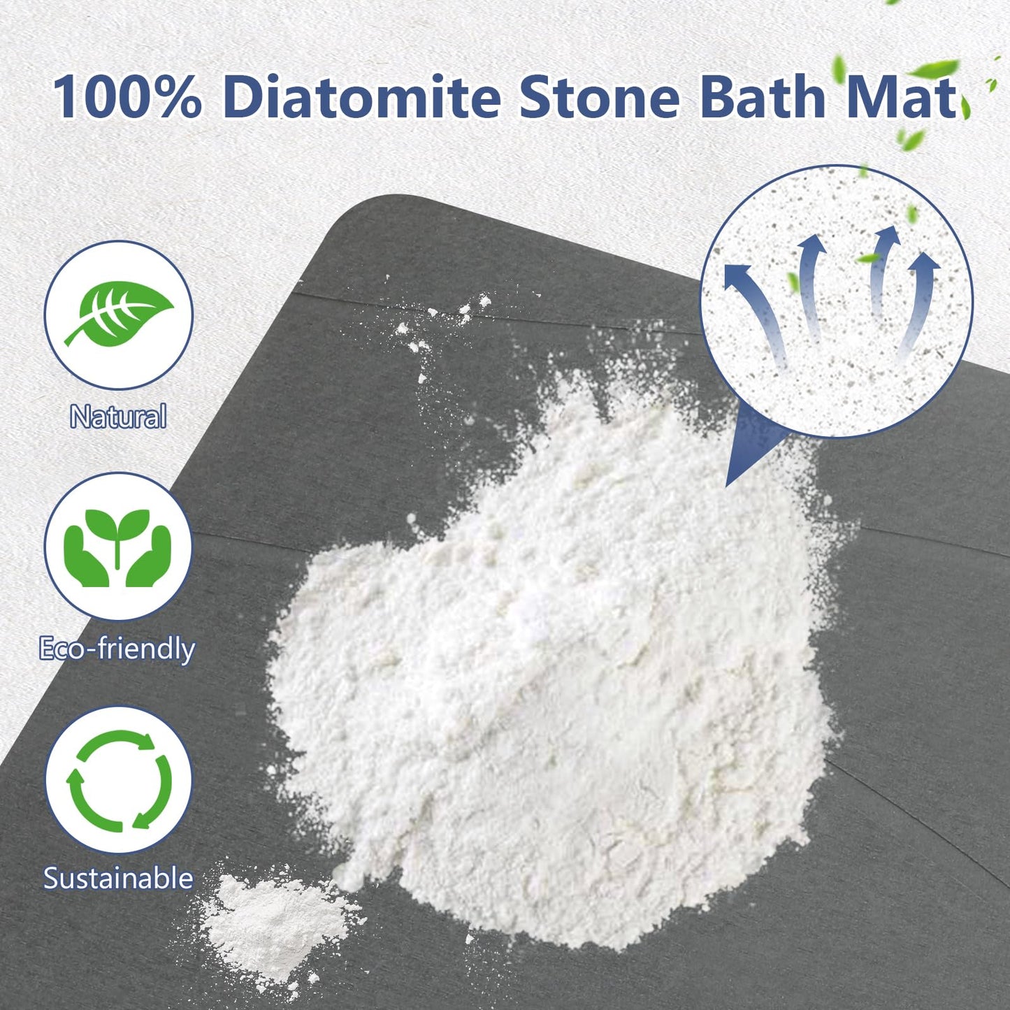 Ceecysaa 60 x 39cm Stone Bath Mat, Diatomaceous Earth Quick Dry Non Slip, Dark Gray 🍁 All In One Marketplace Canada