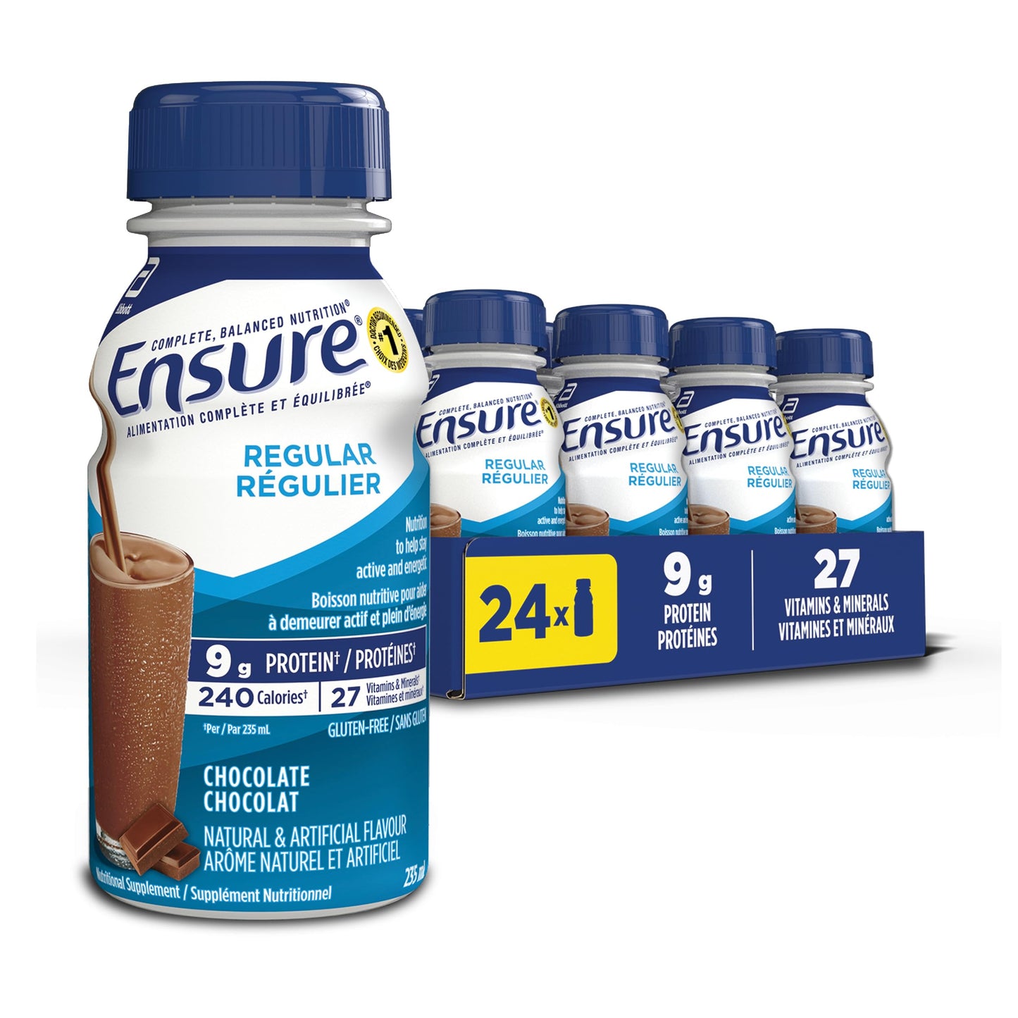 Ensure Regular, Nutritional Supplement Shake Value Pack, Nutrition To Stay Active And Energetic, Chocolate, 24 x 235-mL Bottles 🍁 All In One Marketplace Canada