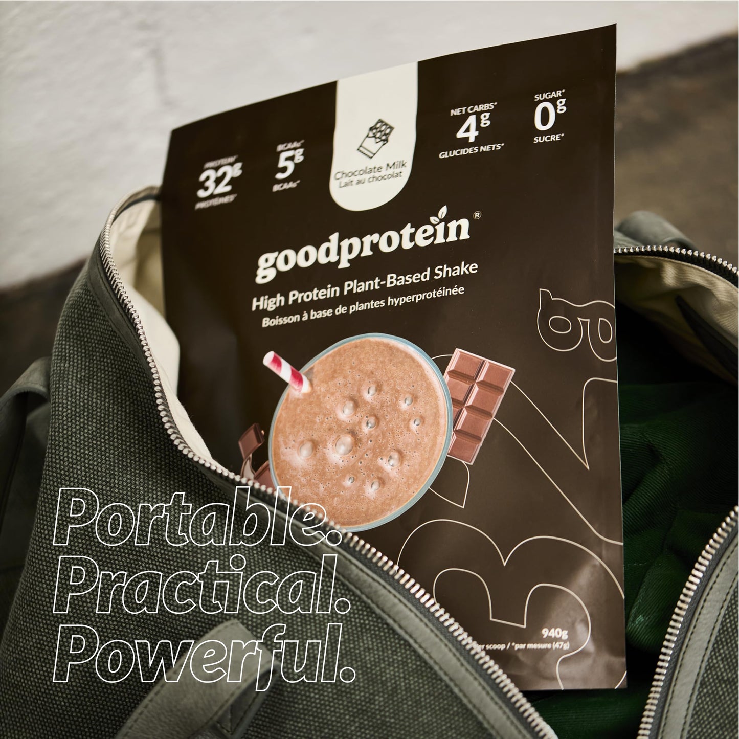 Good Protein – 32g Protein, Vegan High Protein Powder, 100% Natural, Non-GMO, Dairy-free, Gluten & Soy Free and No Added Sugar. Plant-Based Protein Shake (Chocolate Milk, 940 g) 🍁 All In One Marketplace Canada