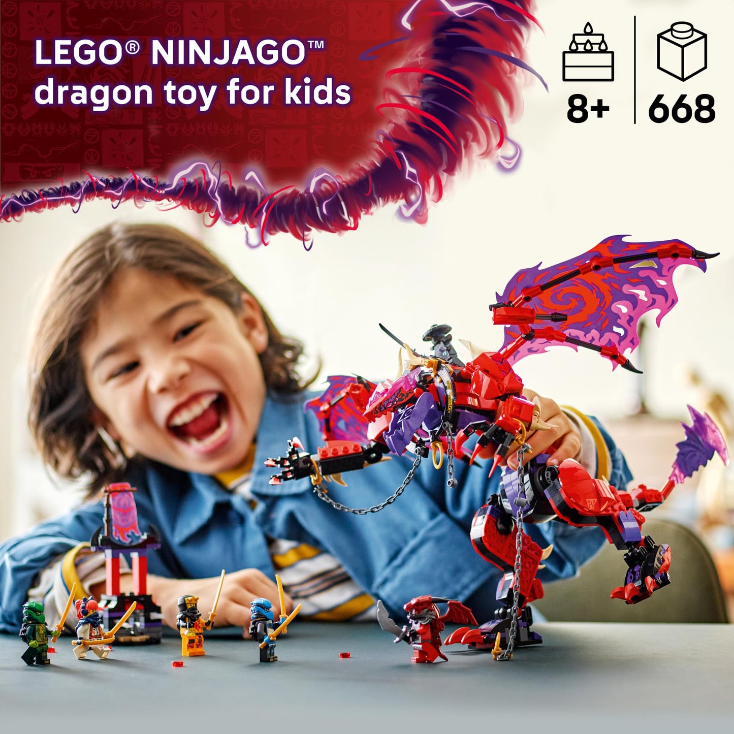 LEGO NINJAGO Thunderfang Dragon of Chaos Building Toy for Kids Ages 8+ - Dragon Rising Playset with 6 Minifigures and Poseable Dragon Figure - Birthday Gift Idea for Boys and Girls - 71832 🍁 All In One Marketplace Canada