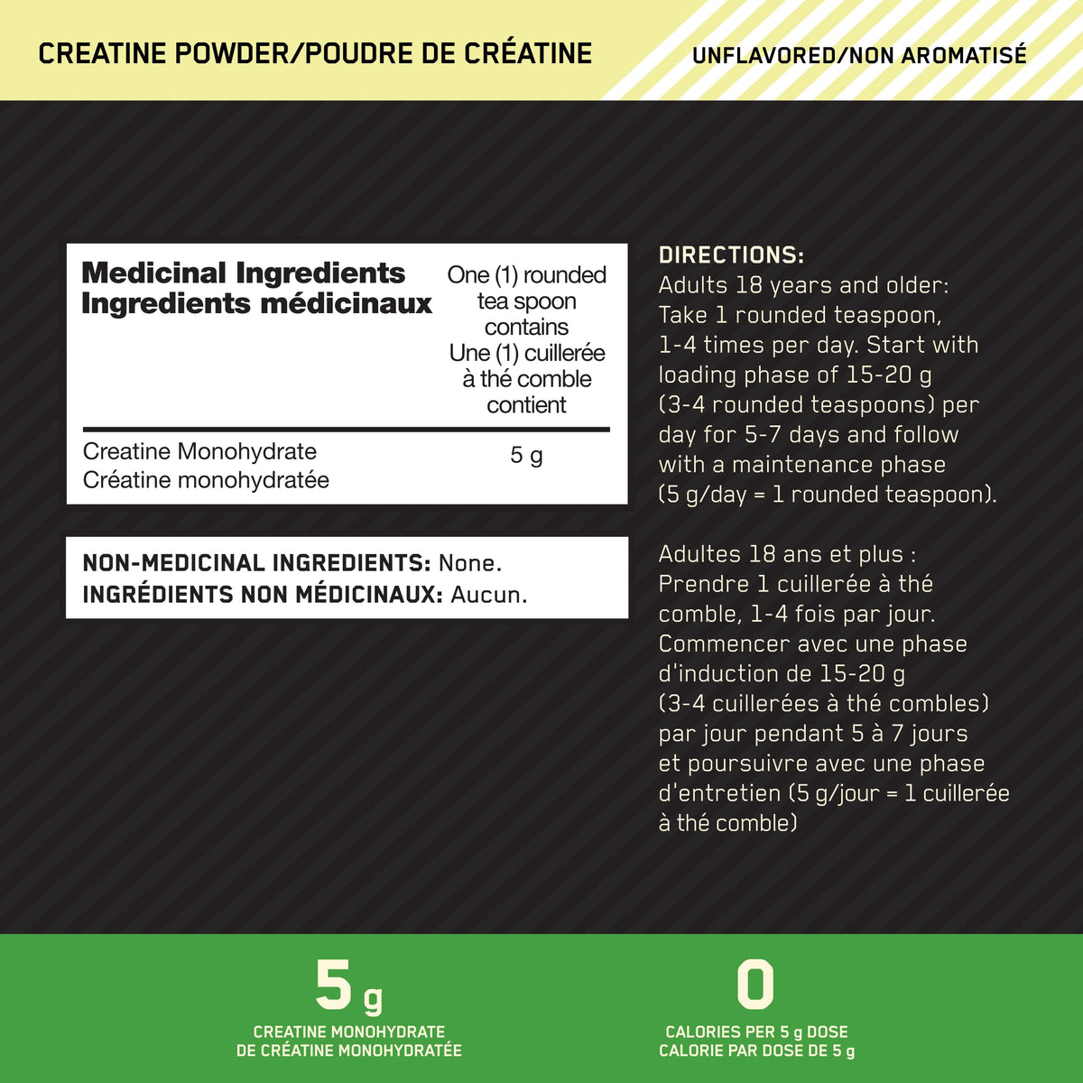 Optimum Nutrition 100% Pure Creatine Monohydrate Micronized Powder, Unflavored, 600g - 120servings (packaging may vary) 🍁 All In One Marketplace Canada