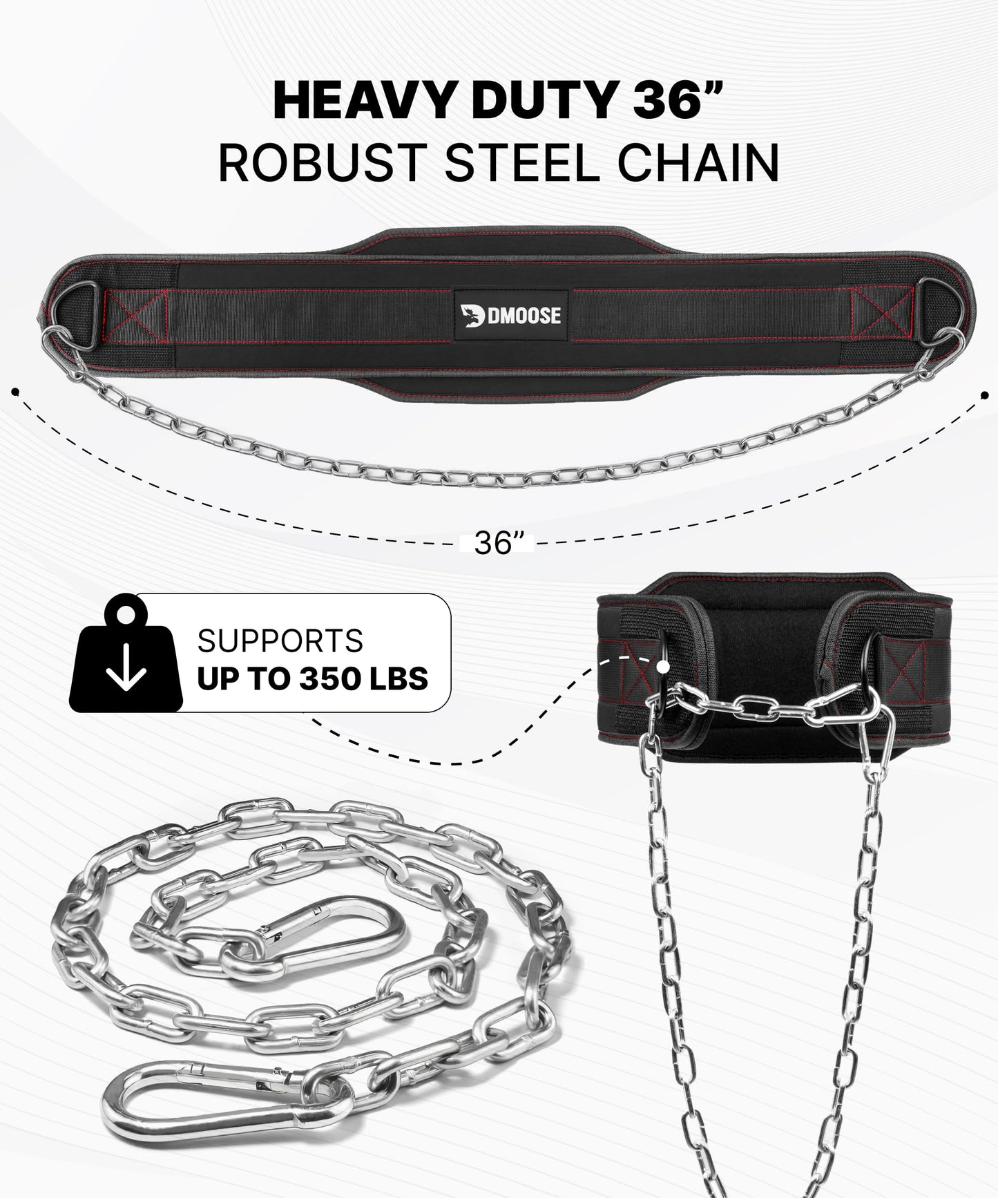 DMoose Dip Belt for Weightlifting, Weight Belt with Chain for Pullup, Gym Lifting Belt for Powerlifting, Squat, Bodybuilding, Heavy Duty Steel, Workout Belt with Comfortable Neoprene Support 🍁 All In One Marketplace Canada