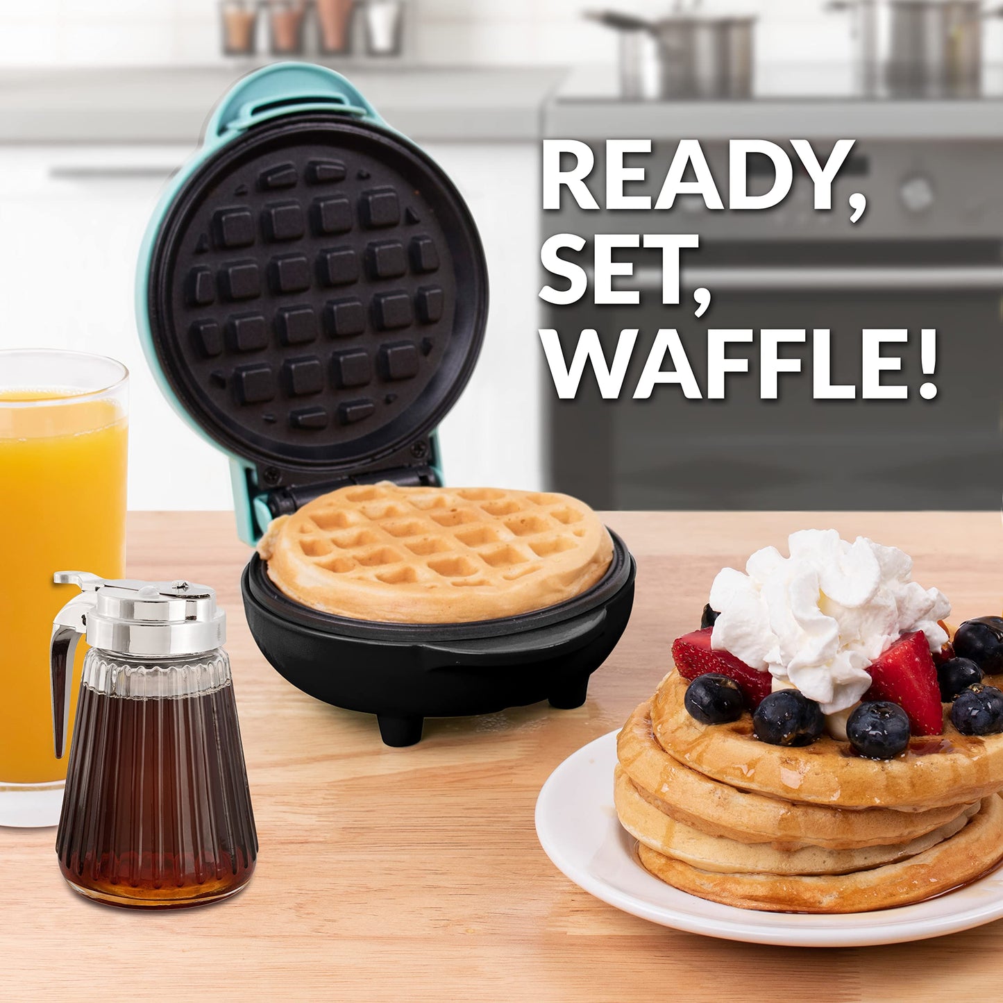 Nostalgia MyMini Personal Electric Waffle Maker, 5-Inch Cooking Surface, Waffle Iron for Hash Browns, French Toast, Grilled Cheese, Quesadilla, Brownies, Cookies, Aqua 🍁 All In One Marketplace Canada