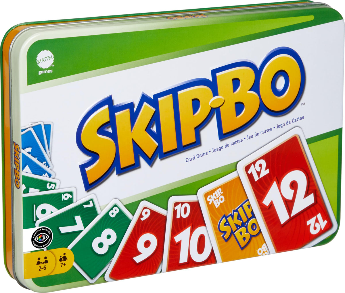 Mattel Games Skip Bo Card Game in Decorative Tin with 162 Cards, Sequencing Family Game for 2 to 6 Players, Kids Ages 7 Years & Older 🍁 All In One Marketplace Canada