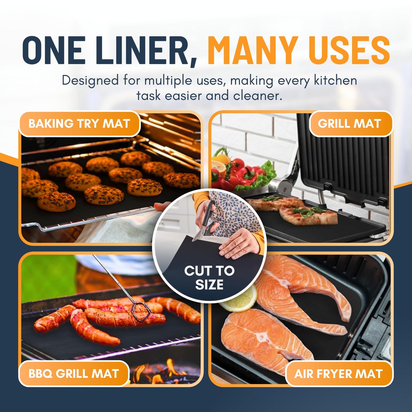 Oven Liners for Bottom of Oven - 3 Pack Large Heavy Duty Mats, 16.25”x23” Non-Stick Reusable Liner for Electric, Gas, Toasters, Grills - BPA & PFOA Free Kitchen Accessory to Keep It Clean (Black) 🍁 All In One Marketplace Canada