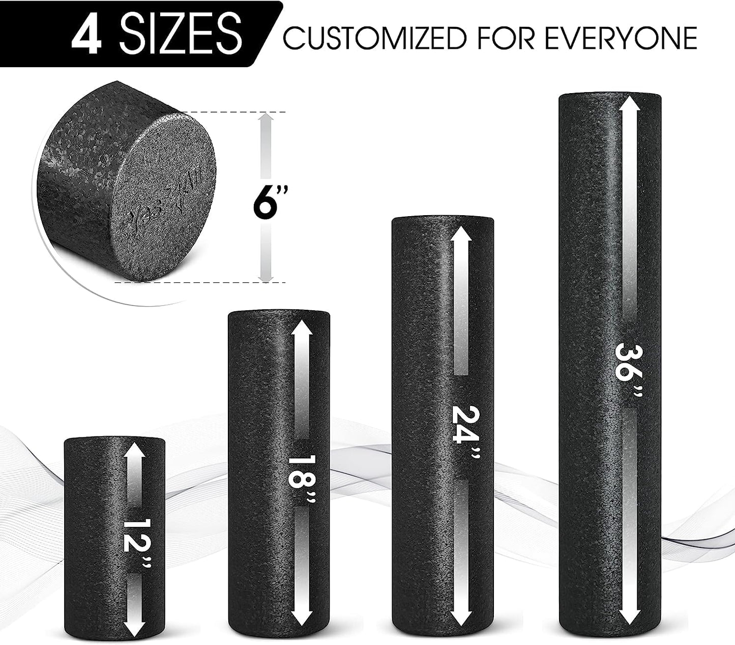 Yes4All High-Density EPP Round Back Roller Foam, Foam Roller for Yoga, Pilates & Stretching - 12, 18, 24, 36 inch 🍁 All In One Marketplace Canada