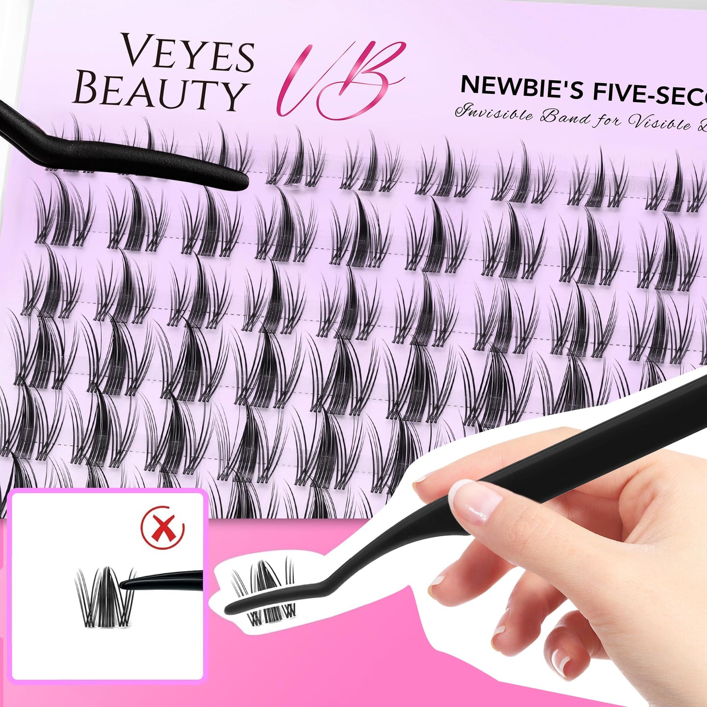 VEYESBEAUTY Lash Clusters Eyelashes Cluster Lashes Extensions Newbie's Five-Second Layered Eyelash Clusters False Eyelashes Wispy Mixed Length Fluffy(Manga, 8-16mm) 🍁 All In One Marketplace Canada