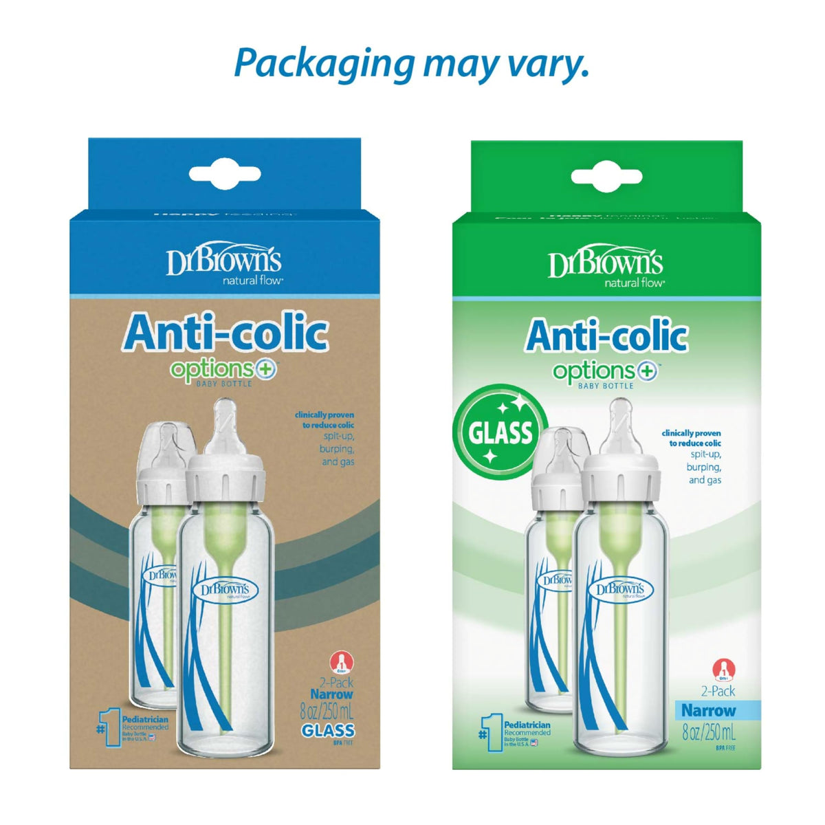 Dr. Brown’s Natural Flow Anti-Colic Options+ Narrow Glass Baby Bottles, 8oz, 2-Pack 🍁 All In One Marketplace Canada